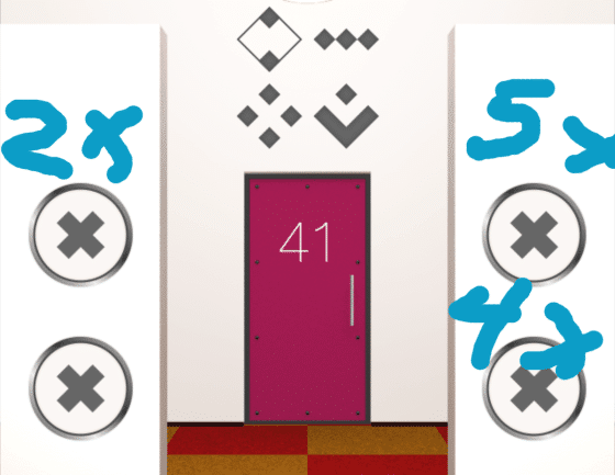 Dooors 3 Lösung Level 41 - Tippe wie abgebildet auf die Buttons.