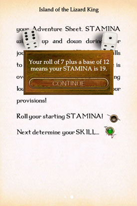 Island_of_the_Lizard_king_Gamebook_App_Charaktererstellung_Ausdauer_Wurf