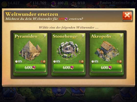 DomiNations – Nation wechseln und Weltwunder tauschen