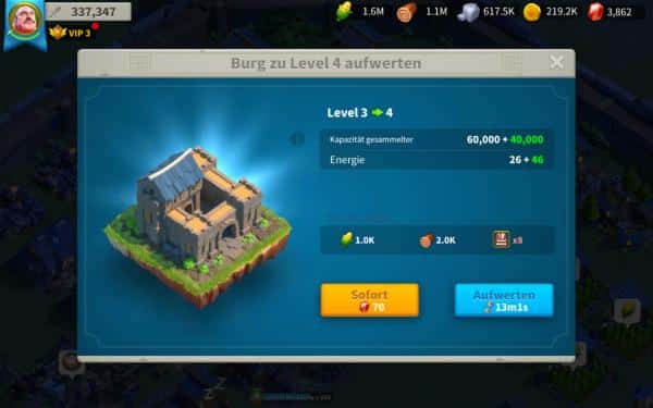 Rise of Kingdoms Tipps: Burg leveln mit Buch der ...