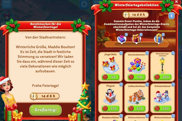 Merge Mansion Lösung Winterfeiertage-Event - Check-App