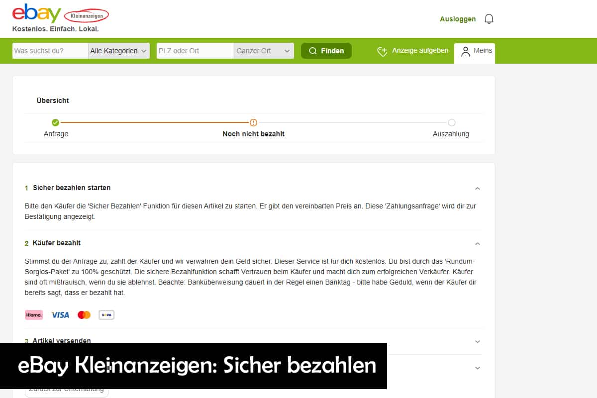 Ebay Verkäufer Bricht Kauf Ab Nach Bezahlung ebay Kleinanzeigen sicher bezahlen abbrechen - Check-App