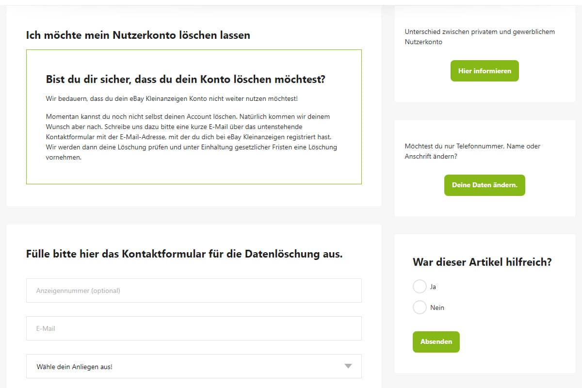 eBay Kleinanzeigen Konto löschen geht so CheckApp