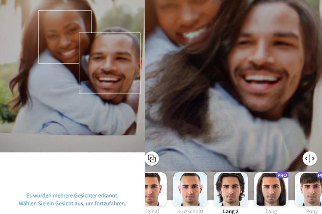 Wie kann man bei der FaceApp zwei Gesichter gleichzeitig bearbeiten