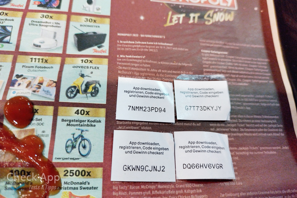 McDonalds Monopoly Codes tauschen und teilen? CheckApp