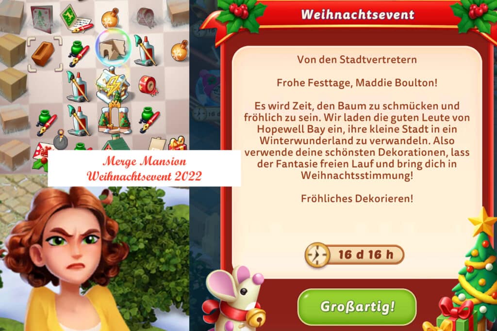 Wir haben das Merge Mansion Weihnachtsevent 2022 gelöst mit Cycle